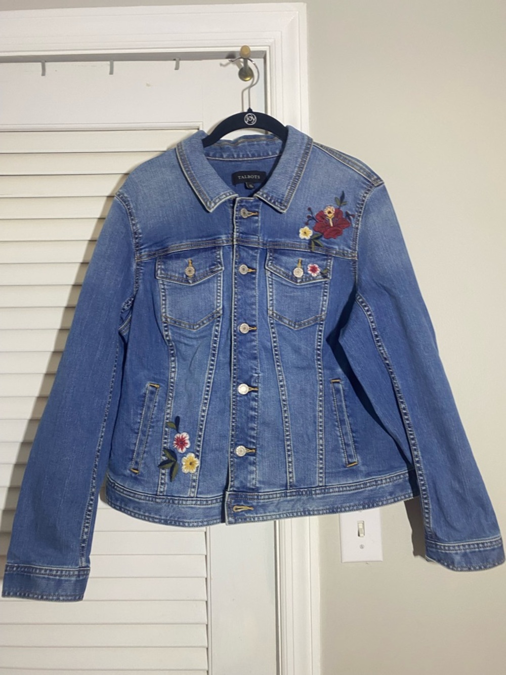 NWT! Talbots Embroidered Denim Jacket - Size XL